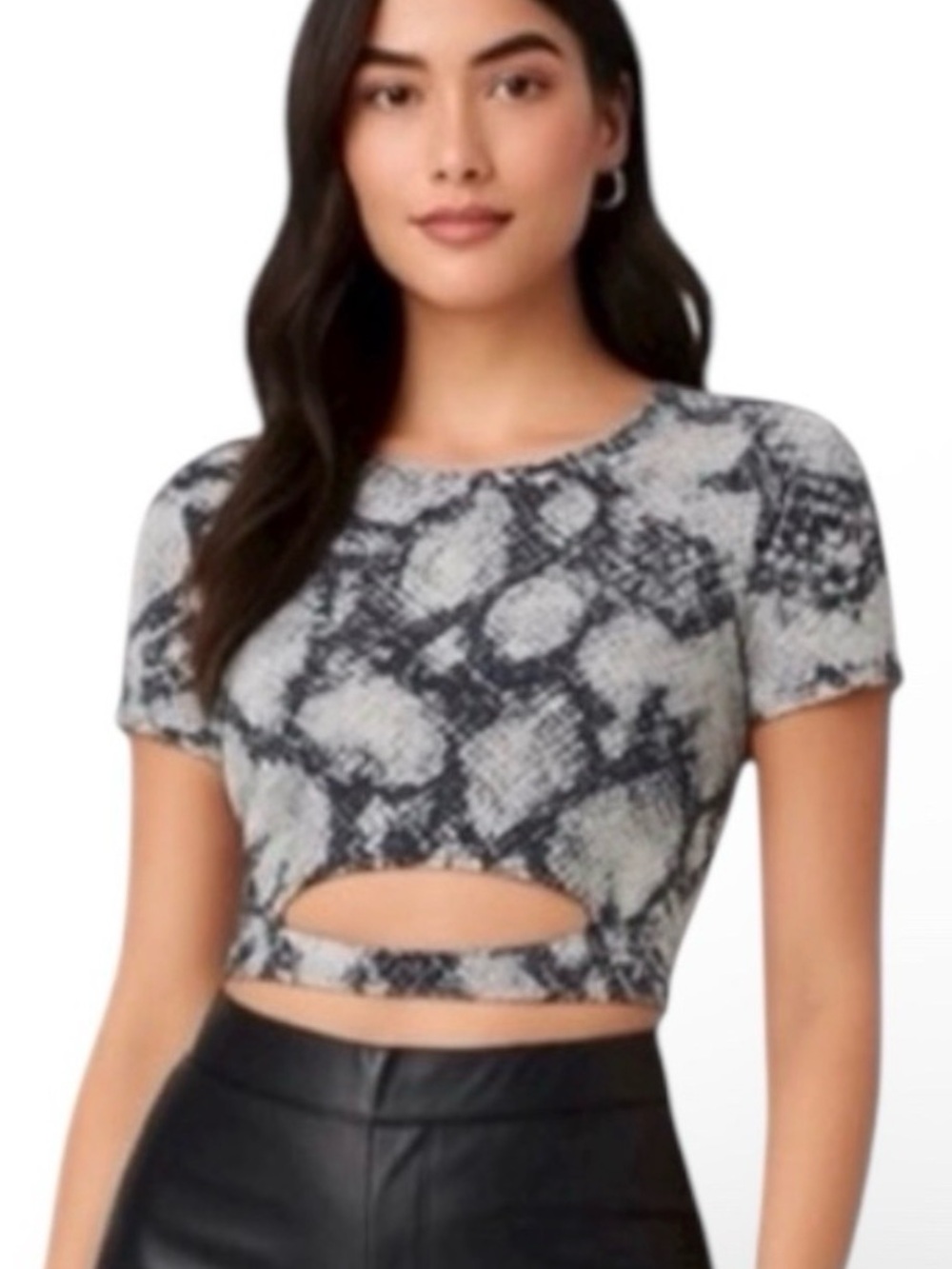 Y2K Snake Print Cutout Crop Top Clubwear Festival Going Out L